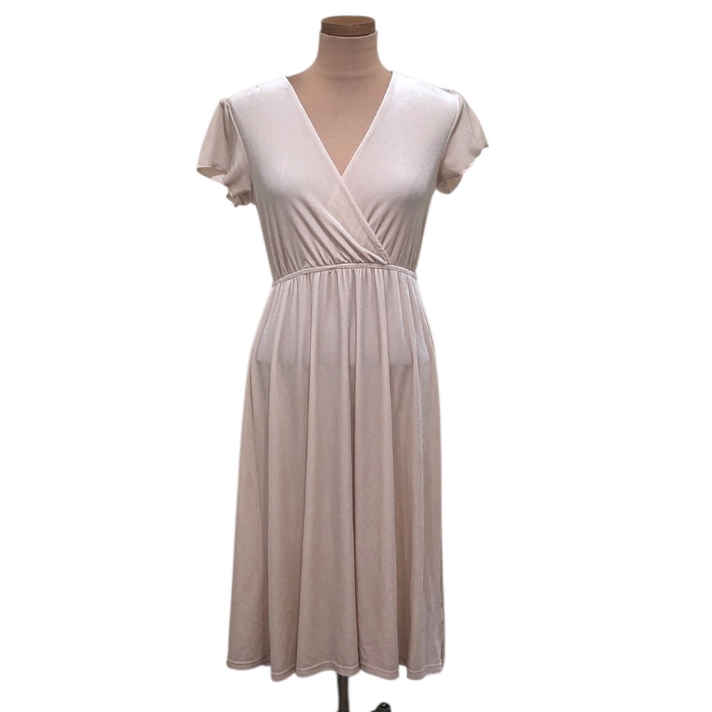 Piper & Scoot Midi Dress Size XS Pastel Blush Pink Flutter Sleeve